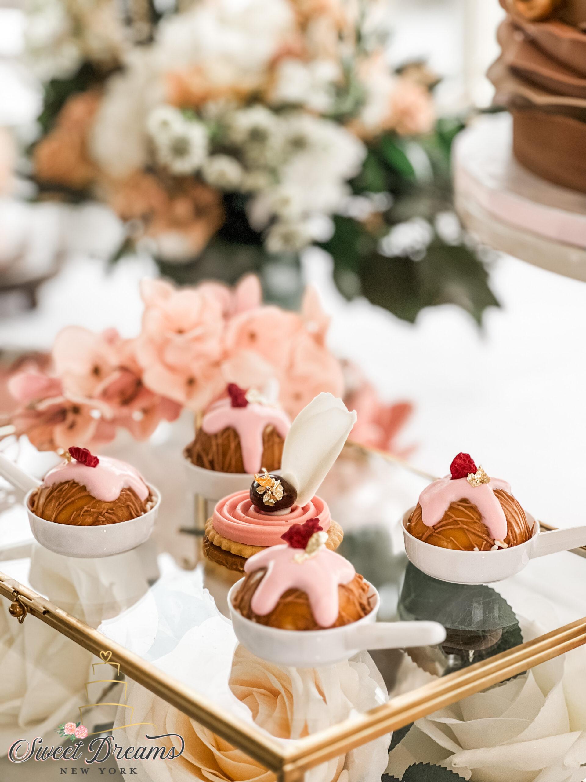 Elegant Boho Baby Shower Dessert Table pink beige natural for a baby girl bridal shower desserts